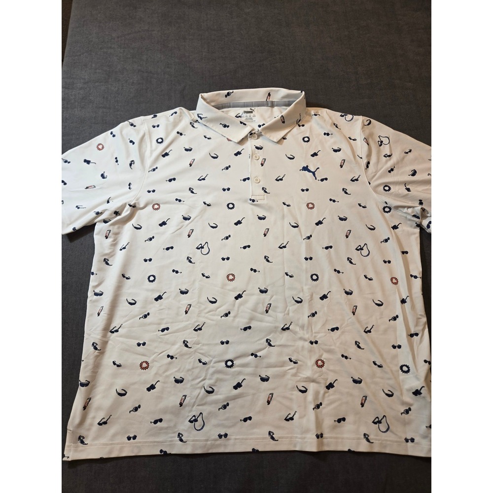 Puma Polo Shirt Mens XXL Graphic All Over Print Performance Golf NWT